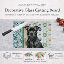 Load image into Gallery viewer, Black Staffordshire Bull Terrier Coastal Sea Glass Glass Cutting Board