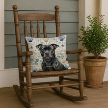 Load image into Gallery viewer, Black Staffordshire Bull Terrier Coastal Sea Glass Throw Pillow