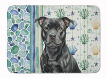 Load image into Gallery viewer, Black Staffordshire Bull Terrier Coastal Sea Glass Memory Foam Kitchen Mat