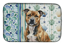 Load image into Gallery viewer, Brindle Staffordshire Bull Terrier Coastal Sea Glass Dish Drying Mat