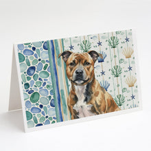 Load image into Gallery viewer, Brindle Staffordshire Bull Terrier Coastal Sea Glass Greeting Cards Pack of 8