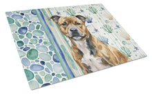 Load image into Gallery viewer, Brindle Staffordshire Bull Terrier Coastal Sea Glass Glass Cutting Board