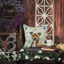 Load image into Gallery viewer, Brindle Staffordshire Bull Terrier Coastal Sea Glass Throw Pillow
