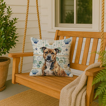 Load image into Gallery viewer, Brindle Staffordshire Bull Terrier Coastal Sea Glass Throw Pillow