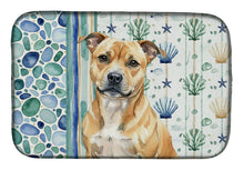 Load image into Gallery viewer, Fawn Staffordshire Bull Terrier Coastal Sea Glass Dish Drying Mat