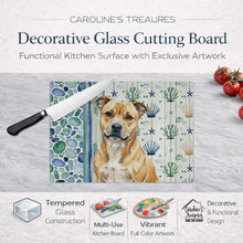 Load image into Gallery viewer, Fawn Staffordshire Bull Terrier Coastal Sea Glass Glass Cutting Board
