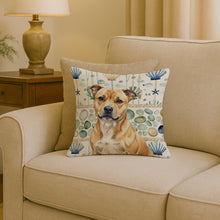 Load image into Gallery viewer, Fawn Staffordshire Bull Terrier Coastal Sea Glass Throw Pillow