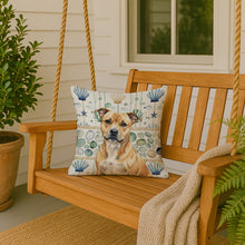 Load image into Gallery viewer, Fawn Staffordshire Bull Terrier Coastal Sea Glass Throw Pillow