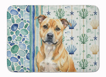Load image into Gallery viewer, Fawn Staffordshire Bull Terrier Coastal Sea Glass Memory Foam Kitchen Mat