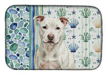 Load image into Gallery viewer, White Staffordshire Bull Terrier Coastal Sea Glass Dish Drying Mat