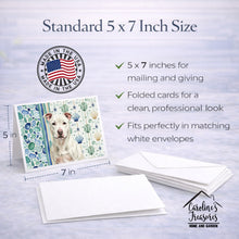 Load image into Gallery viewer, White Staffordshire Bull Terrier Coastal Sea Glass Greeting Cards Pack of 8