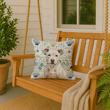 Load image into Gallery viewer, White Staffordshire Bull Terrier Coastal Sea Glass Throw Pillow
