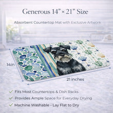 Load image into Gallery viewer, Standard Schnauzer Coastal Sea Glass Dish Drying Mat