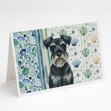 Load image into Gallery viewer, Standard Schnauzer Coastal Sea Glass Greeting Cards Pack of 8