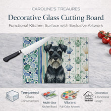 Load image into Gallery viewer, Standard Schnauzer Coastal Sea Glass Glass Cutting Board