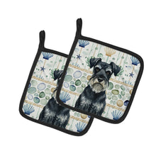 Load image into Gallery viewer, Standard Schnauzer Coastal Sea Glass Pair of Pot Holders