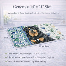 Load image into Gallery viewer, Black and Tan Tibetan Mastiff Coastal Sea Glass Dish Drying Mat