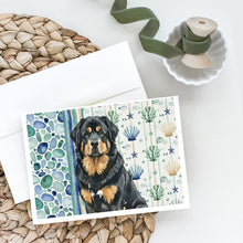 Load image into Gallery viewer, Black and Tan Tibetan Mastiff Coastal Sea Glass Greeting Cards Pack of 8