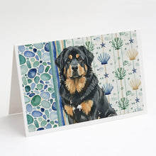 Load image into Gallery viewer, Black and Tan Tibetan Mastiff Coastal Sea Glass Greeting Cards Pack of 8