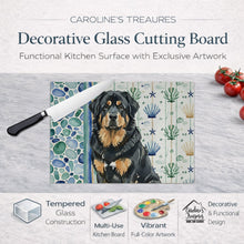 Load image into Gallery viewer, Black and Tan Tibetan Mastiff Coastal Sea Glass Glass Cutting Board