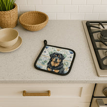 Load image into Gallery viewer, Black and Tan Tibetan Mastiff Coastal Sea Glass Pair of Pot Holders