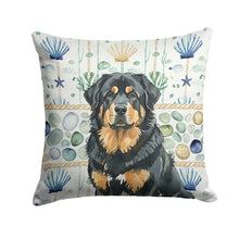 Load image into Gallery viewer, Black and Tan Tibetan Mastiff Coastal Sea Glass Throw Pillow