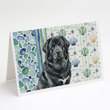 Load image into Gallery viewer, Black Tibetan Mastiff Coastal Sea Glass Greeting Cards Pack of 8