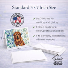 Load image into Gallery viewer, Red Gold Tibetan Mastiff Coastal Sea Glass Greeting Cards Pack of 8