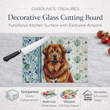 Load image into Gallery viewer, Red Gold Tibetan Mastiff Coastal Sea Glass Glass Cutting Board