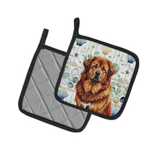 Load image into Gallery viewer, Red Gold Tibetan Mastiff Coastal Sea Glass Pair of Pot Holders