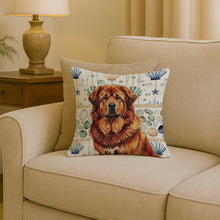 Load image into Gallery viewer, Red Gold Tibetan Mastiff Coastal Sea Glass Throw Pillow