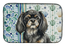 Load image into Gallery viewer, Black and Tan Tibetan Spaniel Coastal Sea Glass Dish Drying Mat