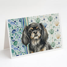 Load image into Gallery viewer, Black and Tan Tibetan Spaniel Coastal Sea Glass Greeting Cards Pack of 8