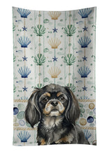 Load image into Gallery viewer, Black and Tan Tibetan Spaniel Coastal Sea Glass Kitchen Towel
