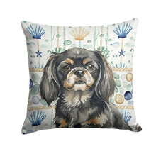 Load image into Gallery viewer, Black and Tan Tibetan Spaniel Coastal Sea Glass Throw Pillow