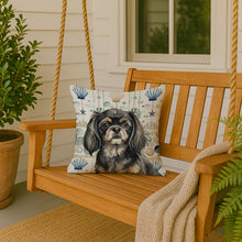 Load image into Gallery viewer, Black and Tan Tibetan Spaniel Coastal Sea Glass Throw Pillow