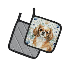 Load image into Gallery viewer, Tibetan Spaniel Coastal Sea Glass Pair of Pot Holders