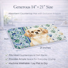 Load image into Gallery viewer, Cream Tibetan Spaniel Coastal Sea Glass Dish Drying Mat