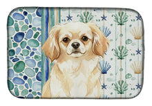 Load image into Gallery viewer, Cream Tibetan Spaniel Coastal Sea Glass Dish Drying Mat