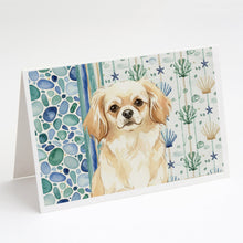Load image into Gallery viewer, Cream Tibetan Spaniel Coastal Sea Glass Greeting Cards Pack of 8