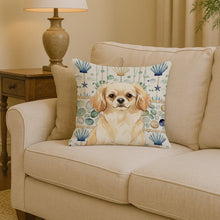 Load image into Gallery viewer, Cream Tibetan Spaniel Coastal Sea Glass Throw Pillow