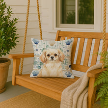 Load image into Gallery viewer, Cream Tibetan Spaniel Coastal Sea Glass Throw Pillow