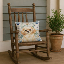 Load image into Gallery viewer, Cream Tibetan Spaniel Coastal Sea Glass Throw Pillow