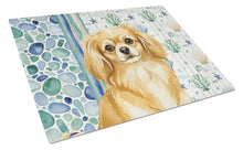 Load image into Gallery viewer, Gold Tibetan Spaniel Coastal Sea Glass Glass Cutting Board