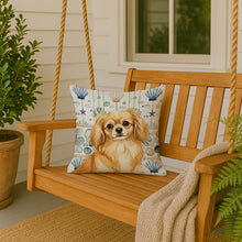 Load image into Gallery viewer, Gold Tibetan Spaniel Coastal Sea Glass Throw Pillow
