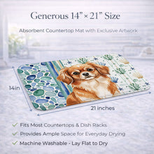 Load image into Gallery viewer, Red Tibetan Spaniel Coastal Sea Glass Dish Drying Mat
