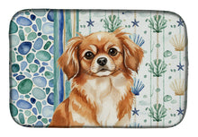 Load image into Gallery viewer, Red Tibetan Spaniel Coastal Sea Glass Dish Drying Mat
