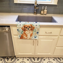 Load image into Gallery viewer, Red Tibetan Spaniel Coastal Sea Glass Kitchen Towel