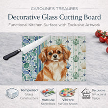 Load image into Gallery viewer, Red Tibetan Spaniel Coastal Sea Glass Glass Cutting Board