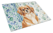 Load image into Gallery viewer, Red Tibetan Spaniel Coastal Sea Glass Glass Cutting Board